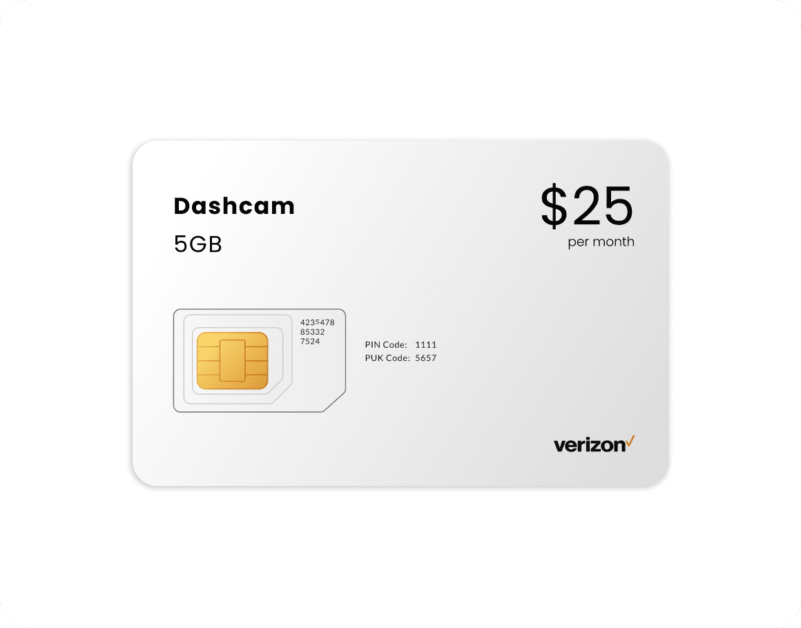 Trucking Dashcam Data Plan with SIM shown.